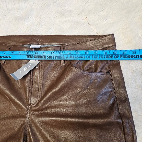 Chico's Women's Brown 5 Pockets Faux Leather High Rise Straight Legs Pants 3R/L - Picture 4 of 8